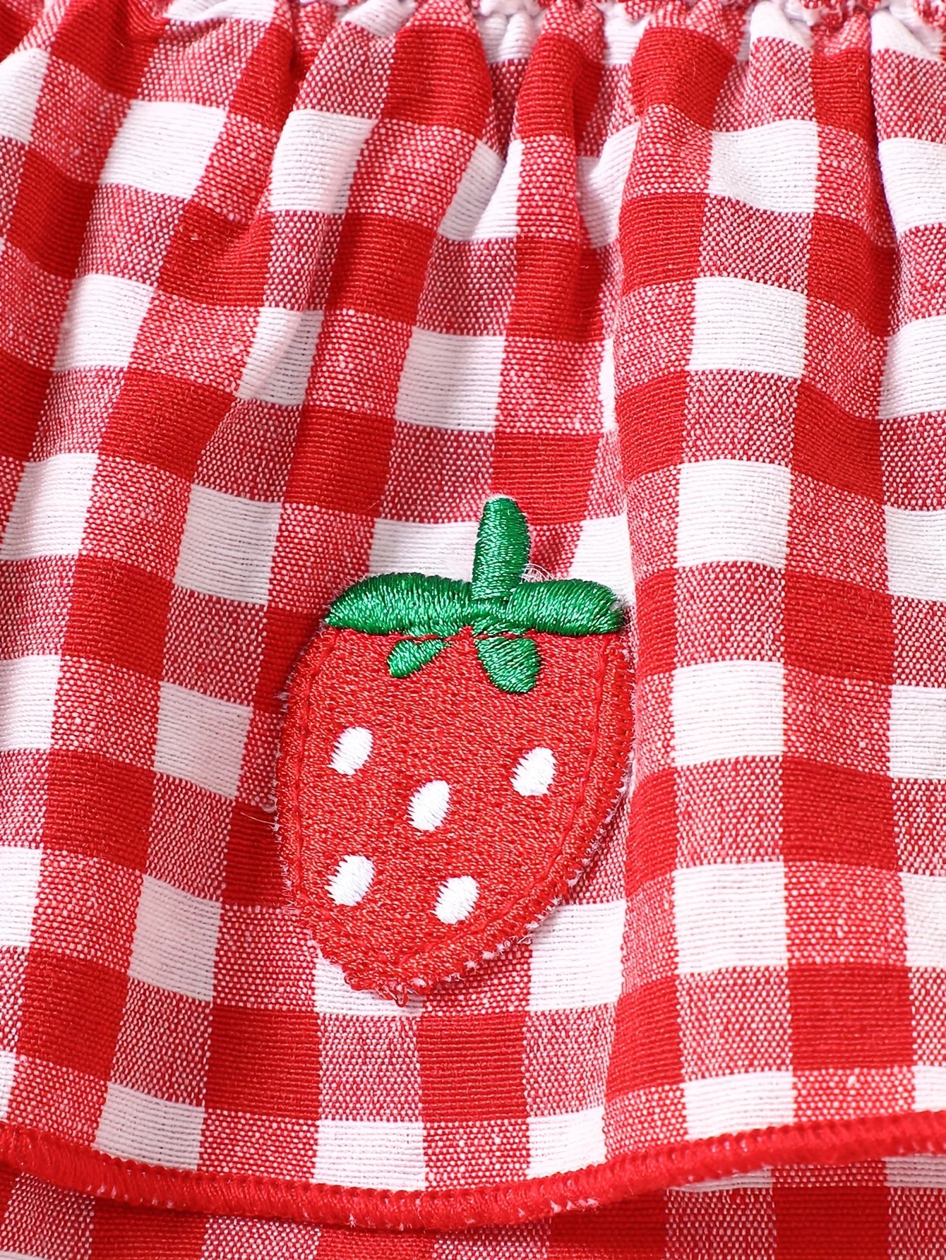 Baby Girl Strawberry Romper Dress Red Gingham | Summer Picnic Outfit