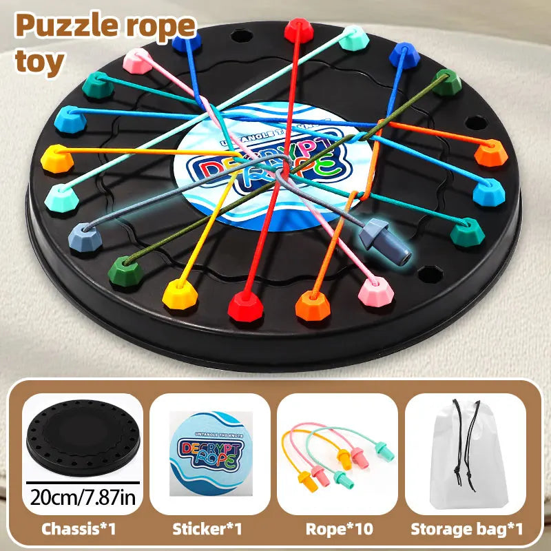 twisted rope puzzle game, brainy knots, rope untangling board, lacing toy, puzzle challenge