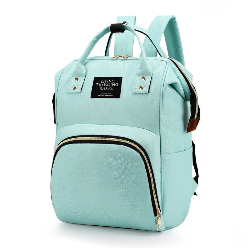 Large Capacity Canvas Mummy Bag – Baby Bottle Insulated Diaper Backpack for Travel