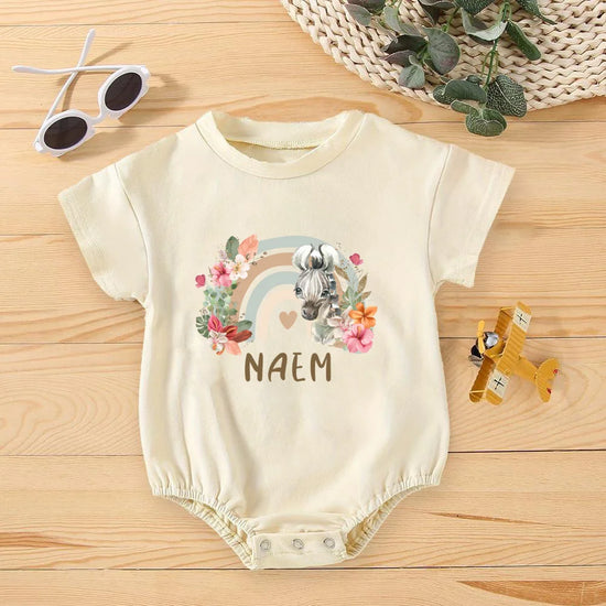 Personalized Rainbow Baby Romper – Jungle Birthday Outfit | Wild One Bodysuit for Infant Party