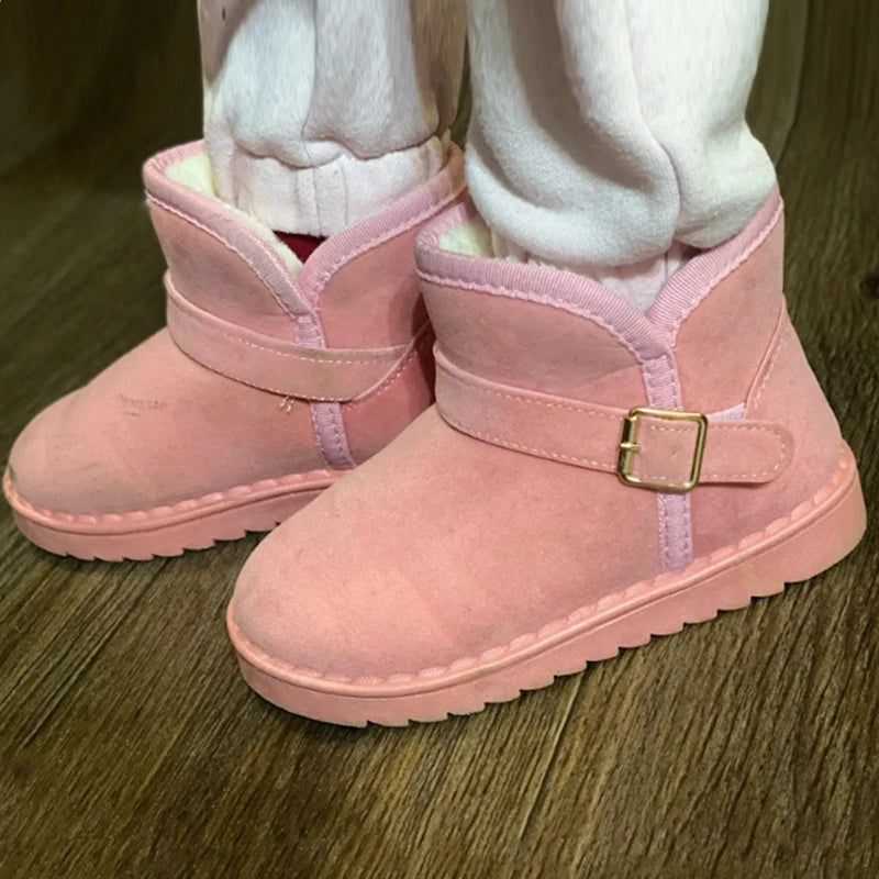 Children Snow Boots Winter Cute Warm Fashion Anti Slip Shoes Kids Boys Girls Leisure Thick Fur Platform Flat Short Boot Sneakers