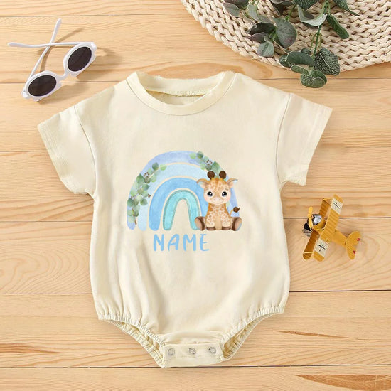 Personalized Rainbow Baby Romper – Jungle Birthday Outfit | Wild One Bodysuit for Infant Party