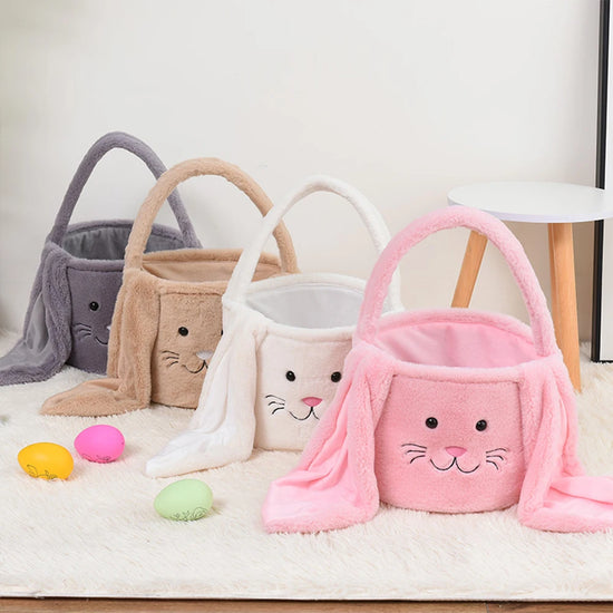 Personalized Bunny Easter Basket, Easter Basket with Name, Easter Egg Hunt Basket, Bunny Face Tote, Kids Custom Easter Treat Bag