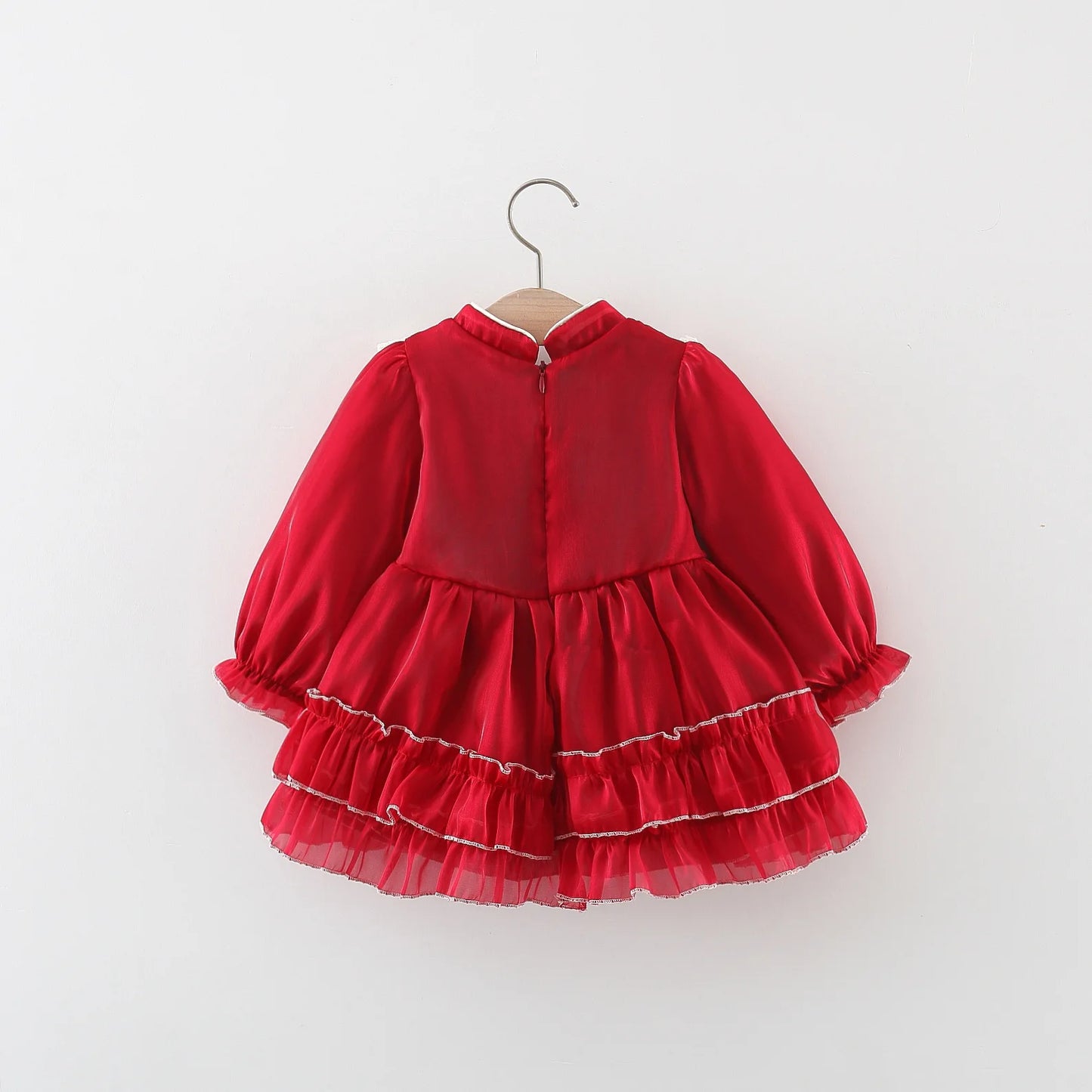 Baby Girl Embroidered Dress Cream, Pink & Red | Vintage Lace Party Outfit