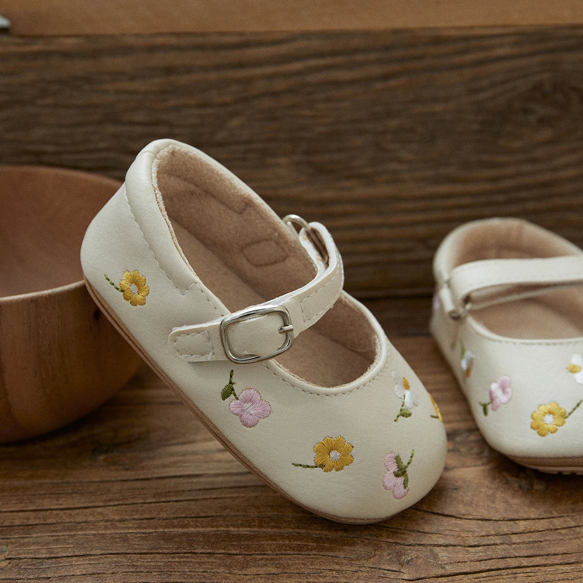Baby Girl Floral Mary Jane Shoes – Vintage Flower Ballet Flats