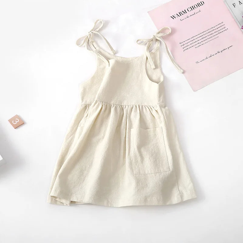 Toddler Girl Summer Dress | Minimalist Cotton Pocket Dress Casual Baby Outfit