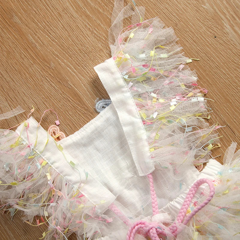 Baby Lace Romper Dress | Newborn Butterfly tussle Princess Outfit Toddler Party Dress