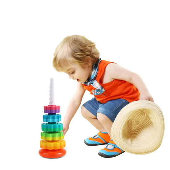 Montessori Rainbow Stacking Tower - Safe & Eco-Friendly Toy