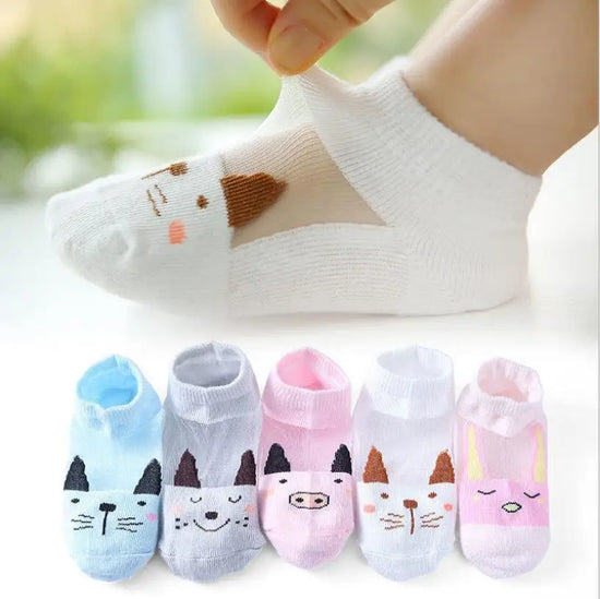 5 Pairs Kids Cotton Socks – Breathable Spring & Summer Socks for Girls and Boys