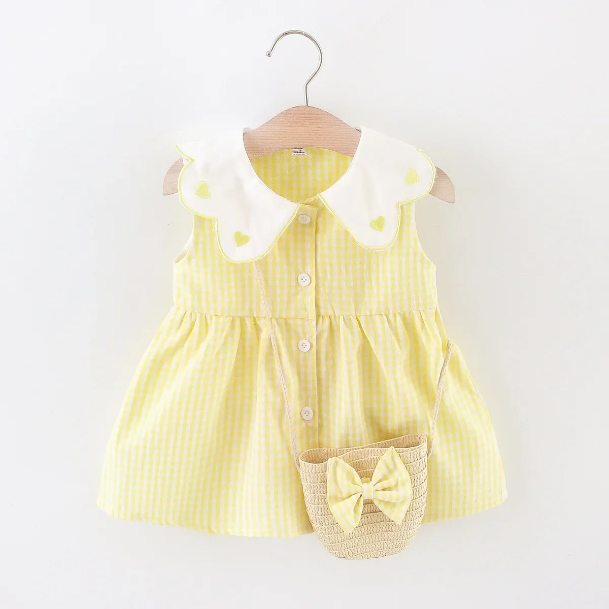 Baby Girl Pink Gingham Dress with Bag | Cute Summer Toddler Outfit Set