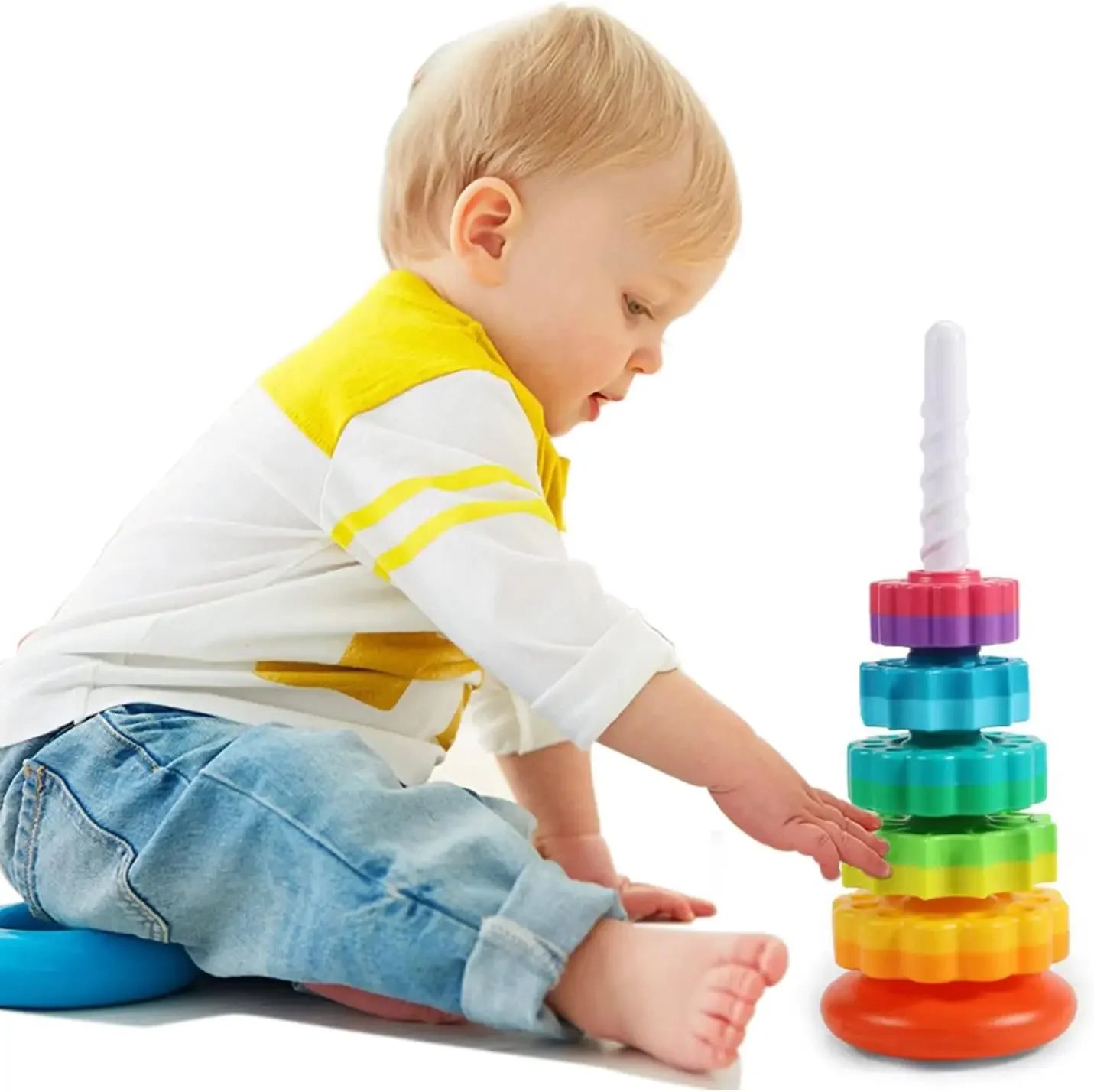 Montessori Rainbow Stacking Tower - Safe & Eco-Friendly Toy