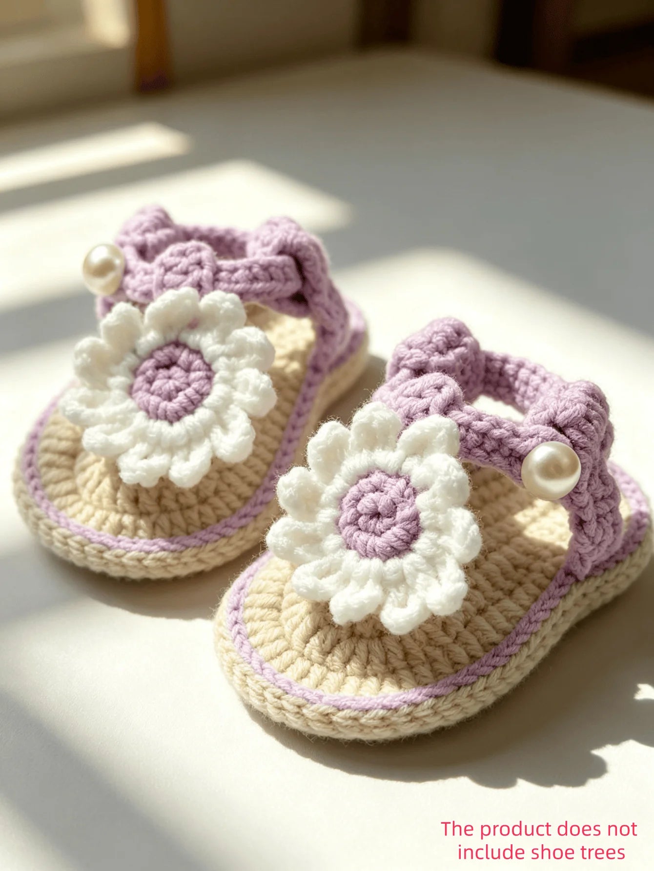 Handmade Crochet Baby Sandals | Daisy Flower Soft Sole Newborn Sandals