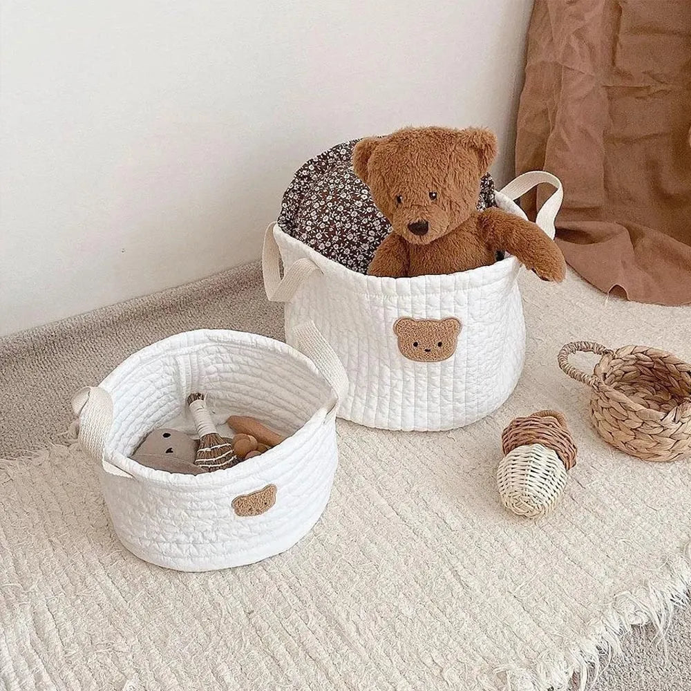 Embroidered Name Cute Bear Storage Basket