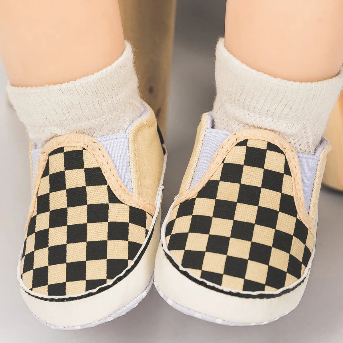 Classic Checkerboard Baby Shoes – Soft Sole Canvas Slip-On for Boys & Girls | Toddler & Newborn Casual Sneakers