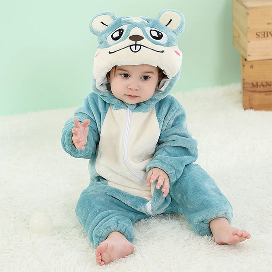 Cute animal Flannel Baby Rompers Bear Panda Pajamas Cotton Baby Boy Girls Animal Costumes Baby Jumpsuit Kigurumi Outfits