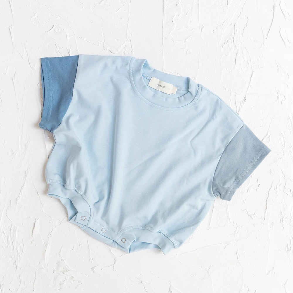 Baby Girl Short Sleeve Romper | Soft Cotton Color Block Infant Bodysuit