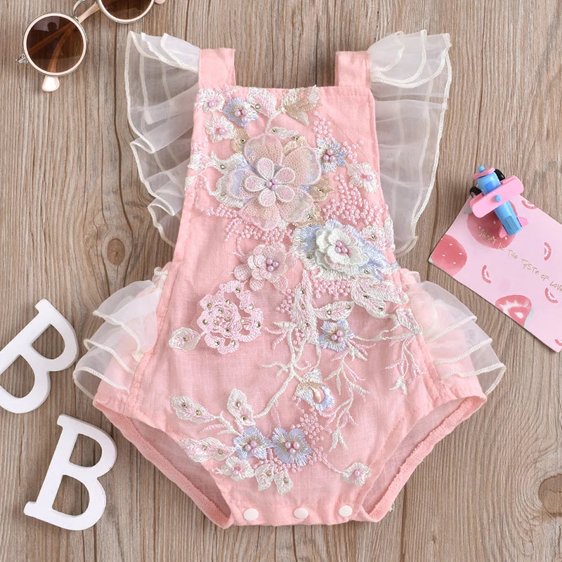 Baby Lace Romper Dress | Newborn Princess Outfit Toddler Party Dress