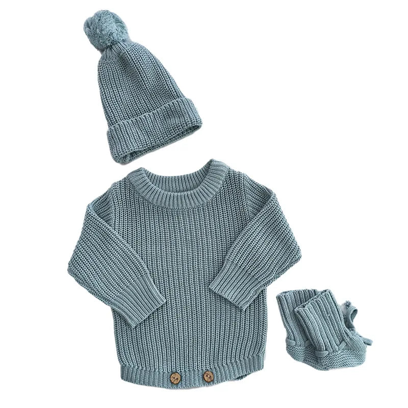 Personalized Baby Knit Sweater Romper Set with Name | Custom Newborn Outfit
