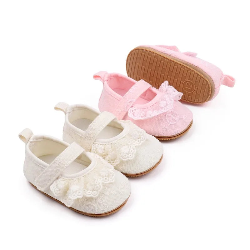 Baby Girl Lace Mary Jane Shoes – Soft Sole Princess Ballet Flats