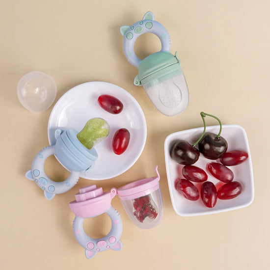 8-Piece Silicone Baby Fruit & Veggie Feeder Set | BPA-Free Pacifier with Handle | Perfect for Teething & Holiday Gifting