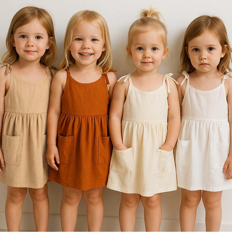Toddler Girl Summer Dress | Minimalist Cotton Pocket Dress Casual Baby Outfit