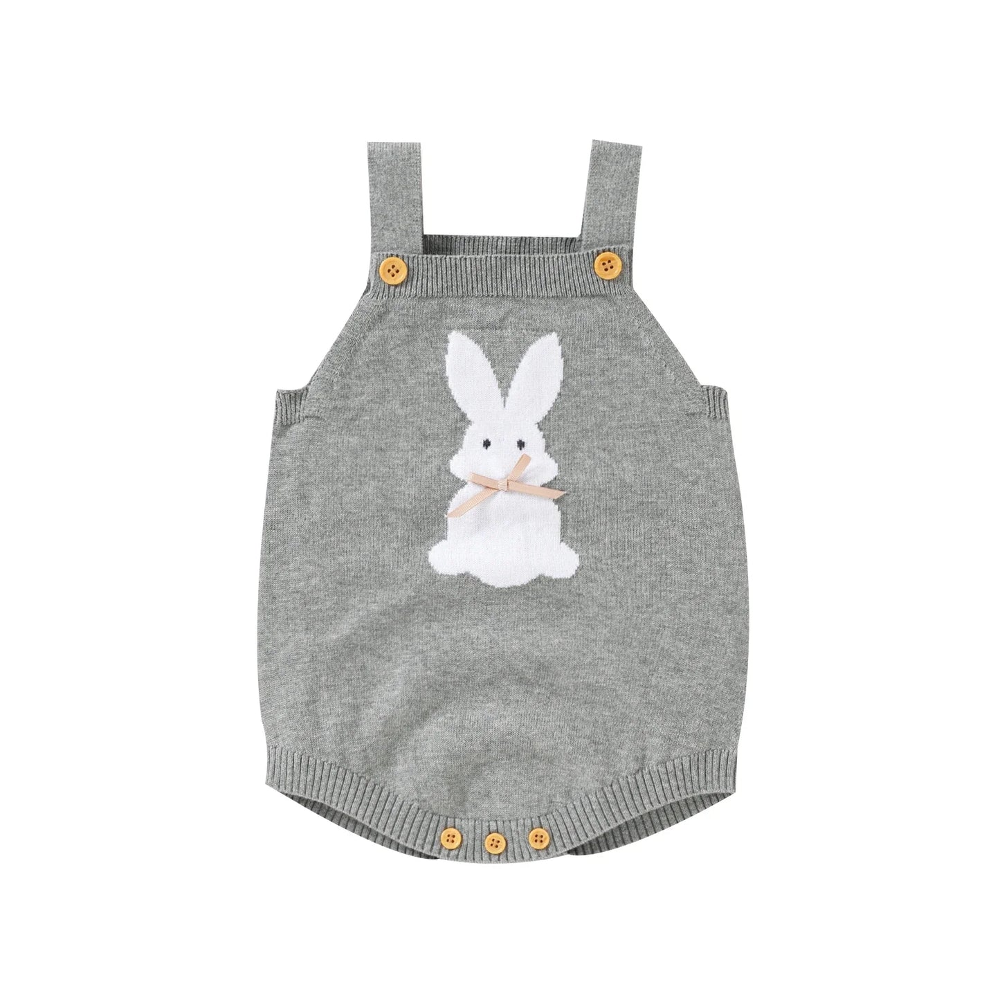 Baby Bunny Romper | Knit Newborn Outfit Bunny Overalls