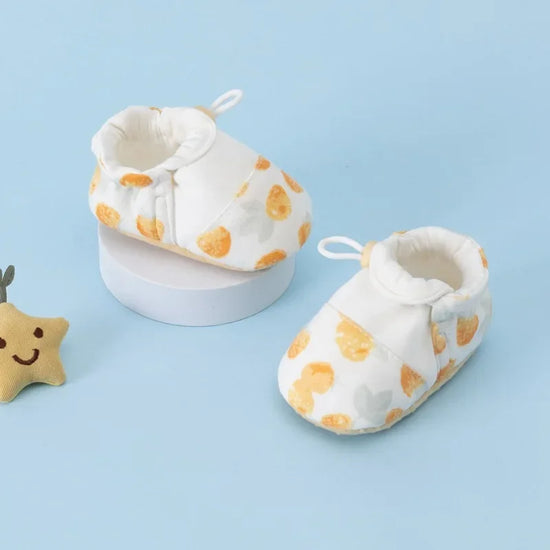 Infant Cotton Booties – Animal Print & Pattern Drawstring Baby Shoes - non slip