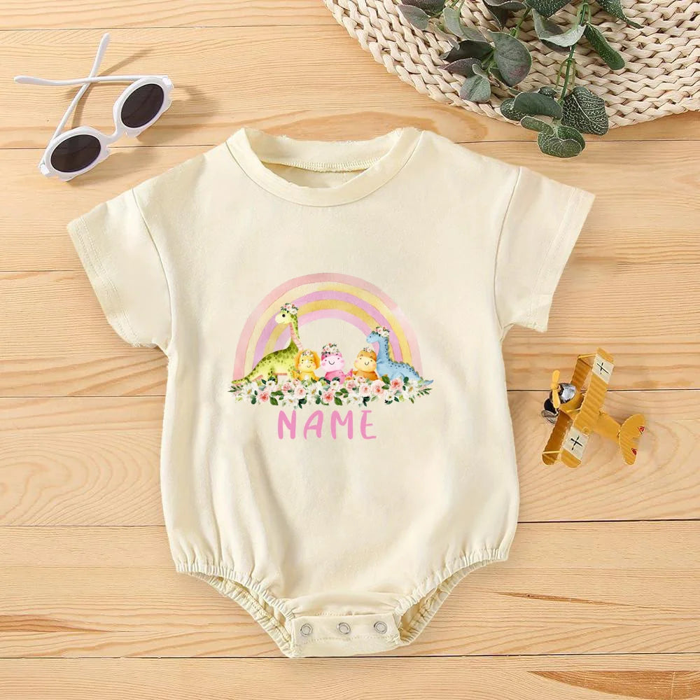 Personalized Rainbow Baby Romper – Jungle Birthday Outfit | Wild One Bodysuit for Infant Party
