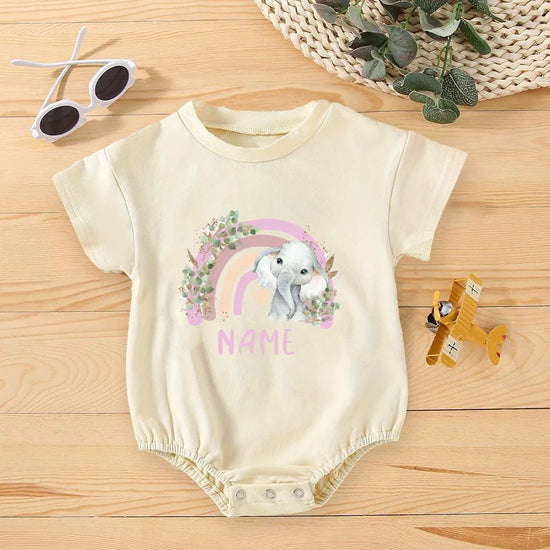 Personalized Rainbow Baby Romper – Jungle Birthday Outfit | Wild One Bodysuit for Infant Party