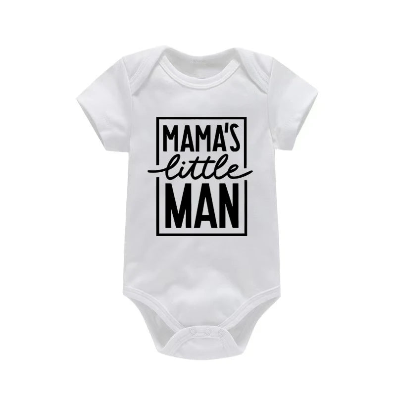 Baby Boys Romper Summer Short Sleeve Letter Print Mama's Little Man Jumpsuit Infant Bodysuits Newborn Baby Clothes