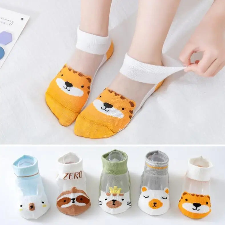 5 Pairs Kids Cotton Socks – Breathable Spring & Summer Socks for Girls and Boys