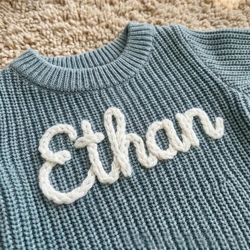 Personalized Baby Knit Sweater Romper Set with Name | Custom Newborn Outfit