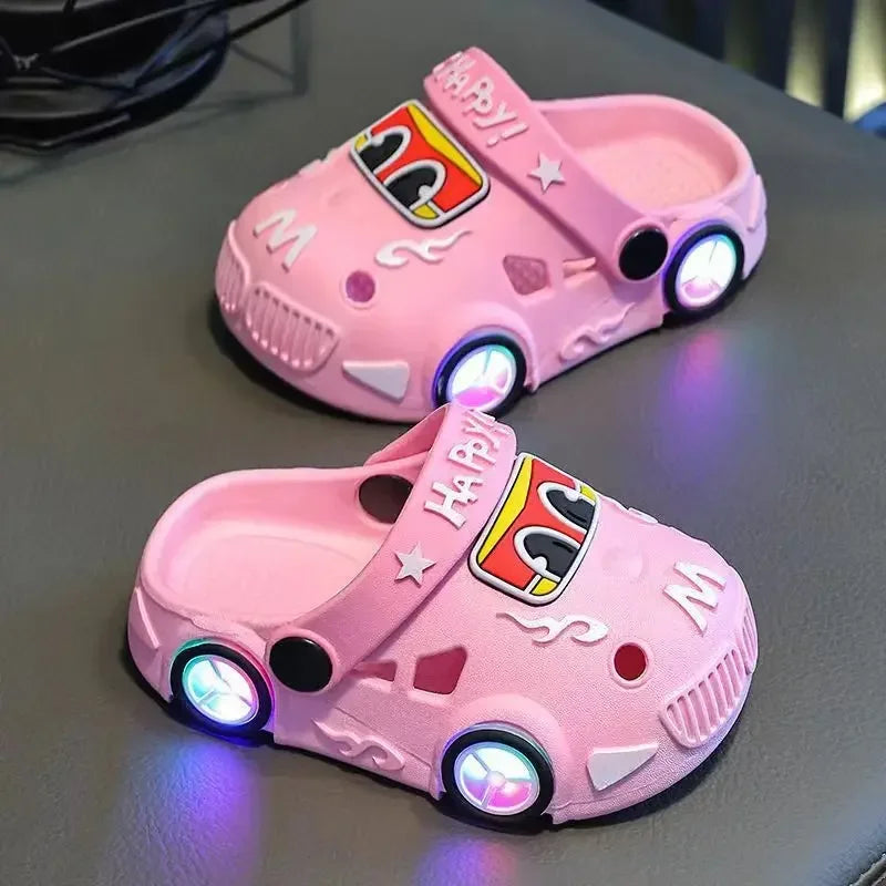 Kids Light-Up Car Clogs – Cartoon Vehicle Sandals for Boys & Girls