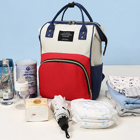 Large Capacity Canvas Mummy Bag – Baby Bottle Insulated Diaper Backpack for Travel