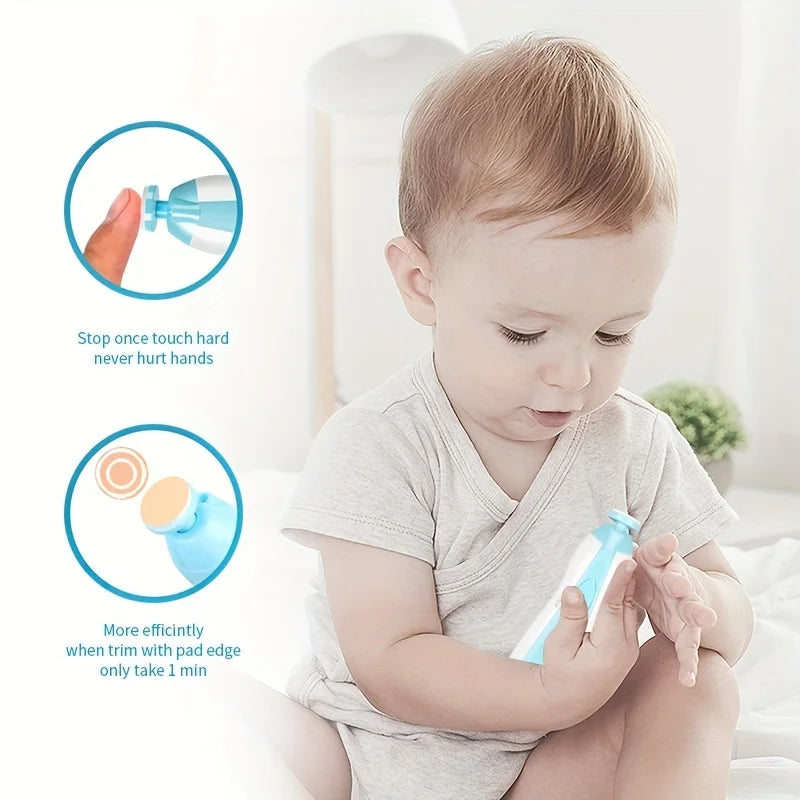 Electric Baby Nail Grinder 6-in-1 | Safe & Silent Baby Nail Trimmer with Light | Newborn & Toddler Nail Care Kit