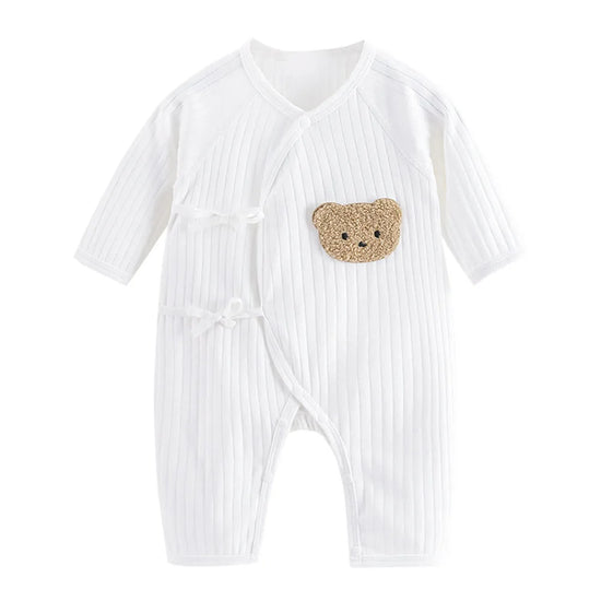 Personalized Embroidered Pure Cotton Newborn Bear Jumpsuit – Perfect Keepsake Gift