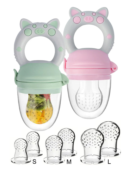 8-Piece Silicone Baby Fruit & Veggie Feeder Set | BPA-Free Pacifier with Handle | Perfect for Teething & Holiday Gifting