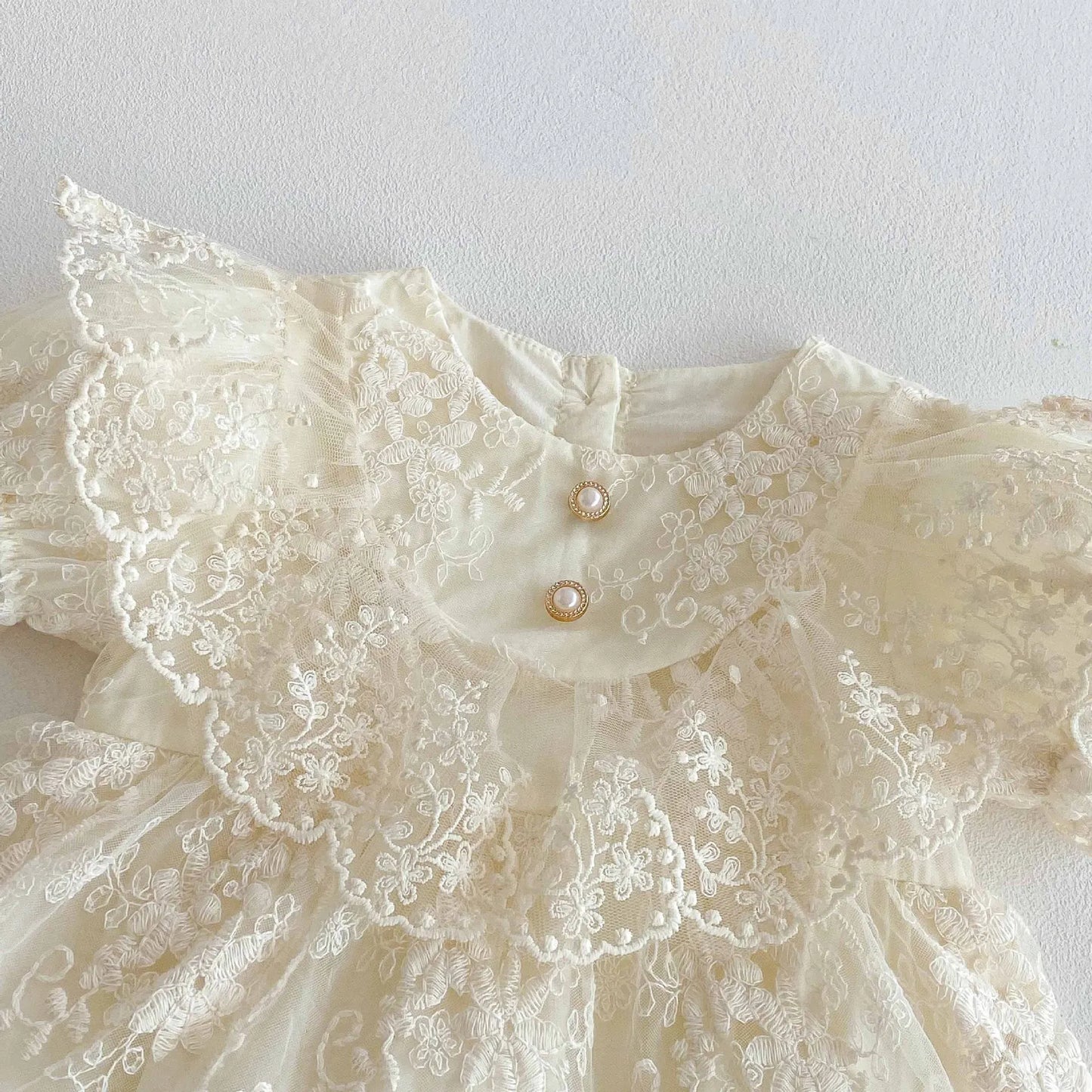 Baby Girl Cream Lace Romper | Newborn Princess Dress Outfit