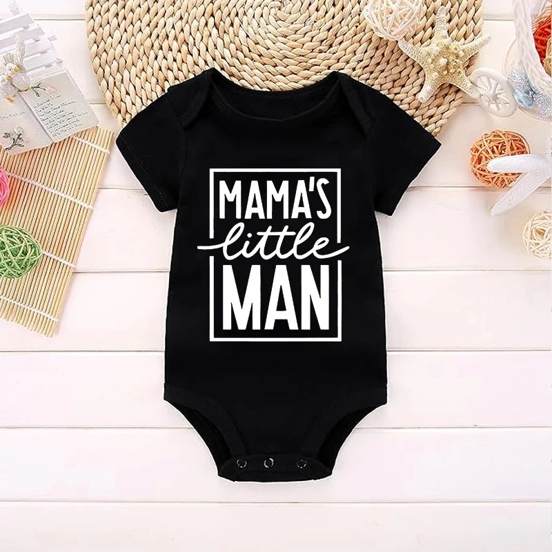 Baby Boys Romper Summer Short Sleeve Letter Print Mama's Little Man Jumpsuit Infant Bodysuits Newborn Baby Clothes