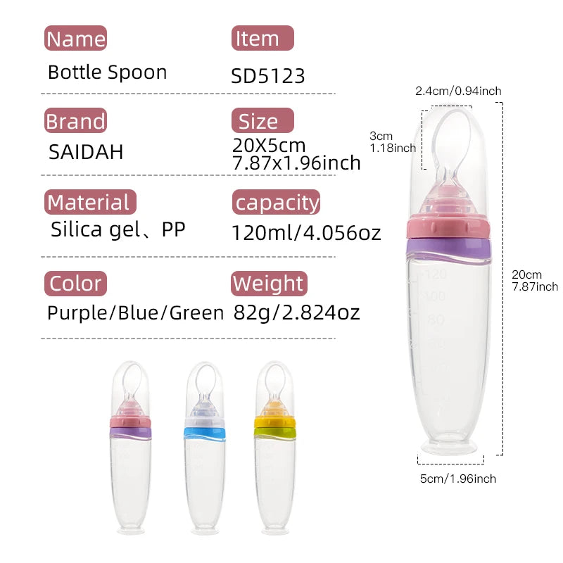 Baby Silicone Squeeze Feeder with Detachable Spoon