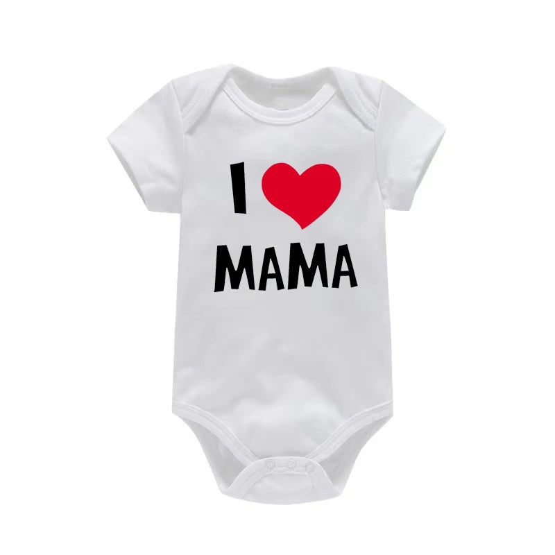 Baby Matching Onesies I Love Mama I Love Papa | Newborn Bodysuit Set | Baby Shower Gift Outfit