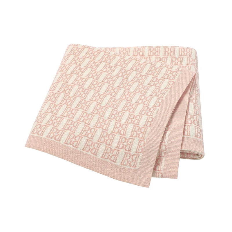 Newborn Baby Knitted Blanket | Soft Checkered Stroller & Bed Cover 100x80cm