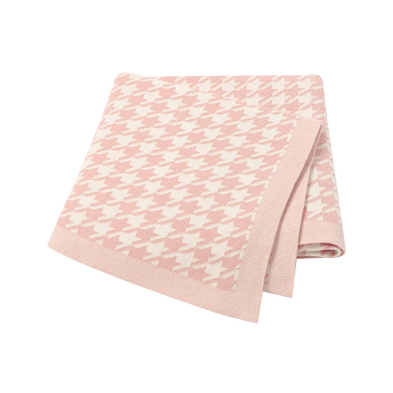 Newborn Baby Knitted Blanket | Soft Checkered Stroller & Bed Cover 100x80cm