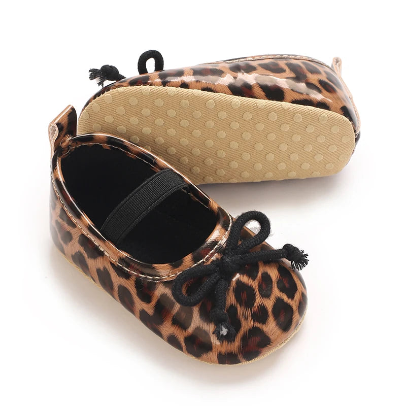 Baby Girl Leopard Print Shoes – Animal Print Soft Sole First Walkers