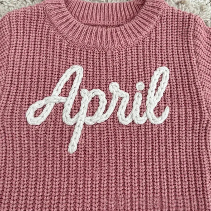 Personalized Baby Knit Sweater Romper Set with Name | Custom Newborn Outfit