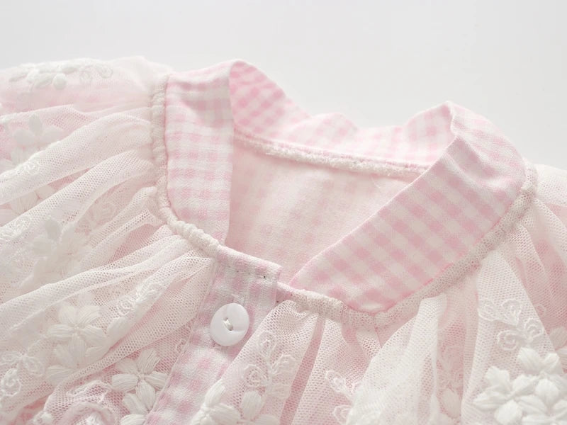 Baby Girl Lace Romper | Pink Blue Newborn Vintage Outfit