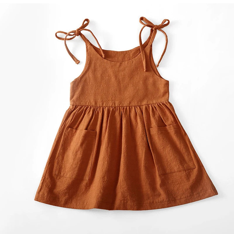 Toddler Girl Summer Dress | Minimalist Cotton Pocket Dress Casual Baby Outfit