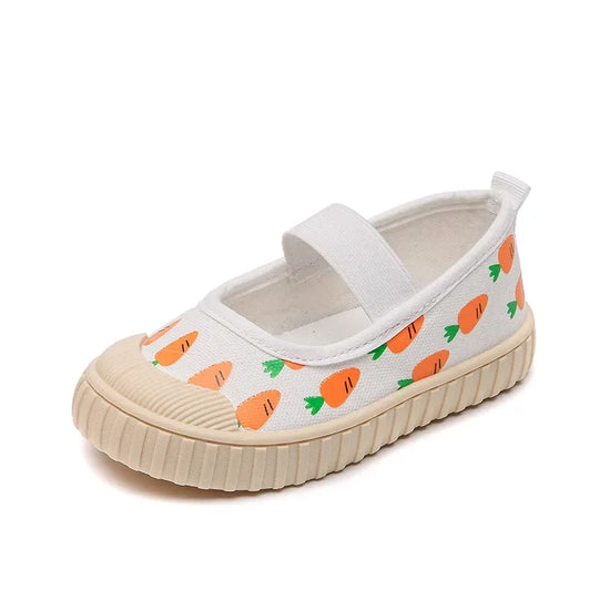White Toddler Girl Canvas Strawberry Kids Shoes
