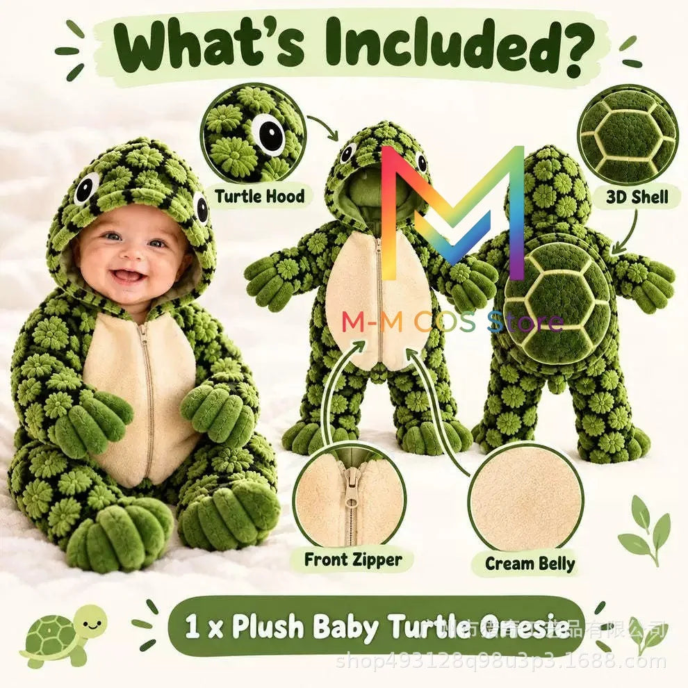 Little Turtle Plush Shell Baby Onesie，Role Playing Costumes, Plush Turtle Shell Shaped Costumes
