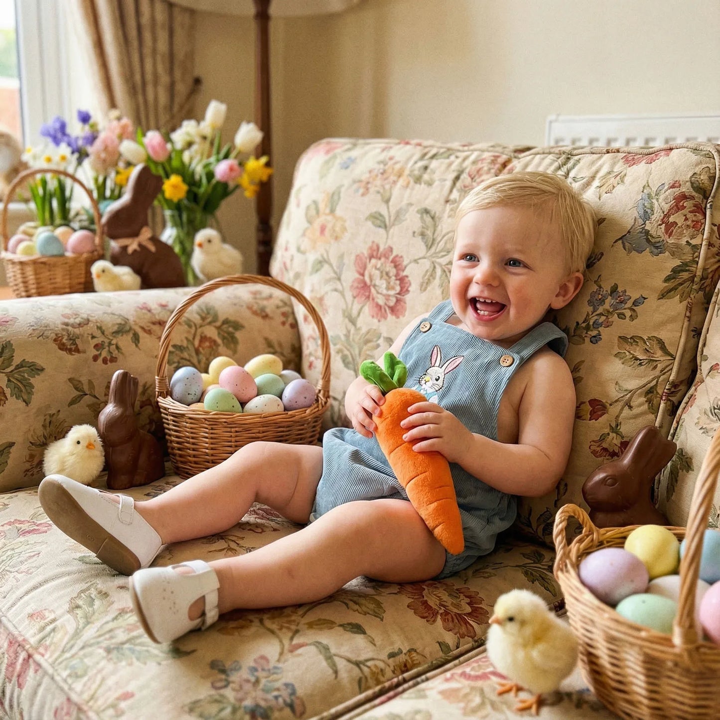 Grenouillère bébé Lapin de Pâques | Salopette Bébé Lapin Brodé | Combinaison sans Manches Bébé Pâques Nouveau-né | Grenouillère Bébé Printemps